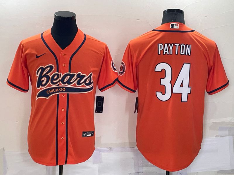 Men Chicago Bears 34 Payton Orange Nike Co branded Jersey